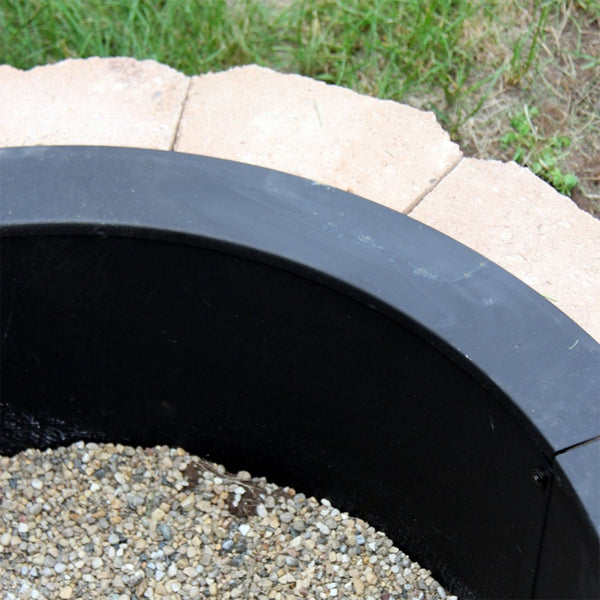 HomeRoots 45" Black Steel Wood Burning Fire Ring - Durable Outdoor Centerpiece for Cozy Gatherings & Relaxation 666318