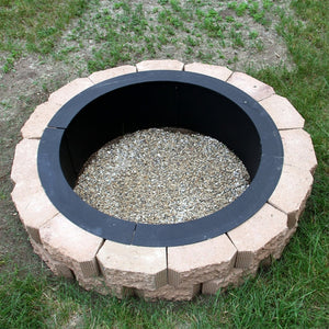 HomeRoots 45" Black Steel Wood Burning Fire Ring - Durable Outdoor Centerpiece for Cozy Gatherings & Relaxation 666318