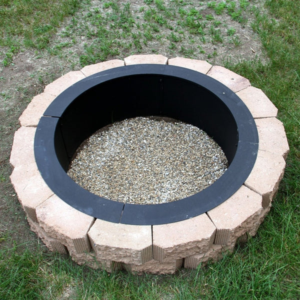 HomeRoots 45" Black Steel Wood Burning Fire Ring - Durable Outdoor Centerpiece for Cozy Gatherings & Relaxation 666318