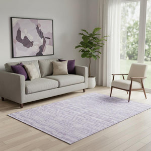 HomeRoots 5' X 8' Washable Plum and Ivory Striped Area Rug with UV Protection for Stylish and Durable Living Spaces 666328