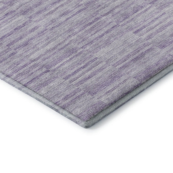 HomeRoots 8' Stylish Plum & Ivory Striped Round Rug - Washable, UV-Protected, Durable & Perfect for Busy Homes 666329