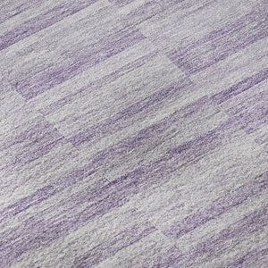 HomeRoots 8' Stylish Plum & Ivory Striped Round Rug - Washable, UV-Protected, Durable & Perfect for Busy Homes 666329
