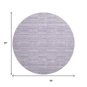 HomeRoots 8' Stylish Plum & Ivory Striped Round Rug - Washable, UV-Protected, Durable & Perfect for Busy Homes 666329