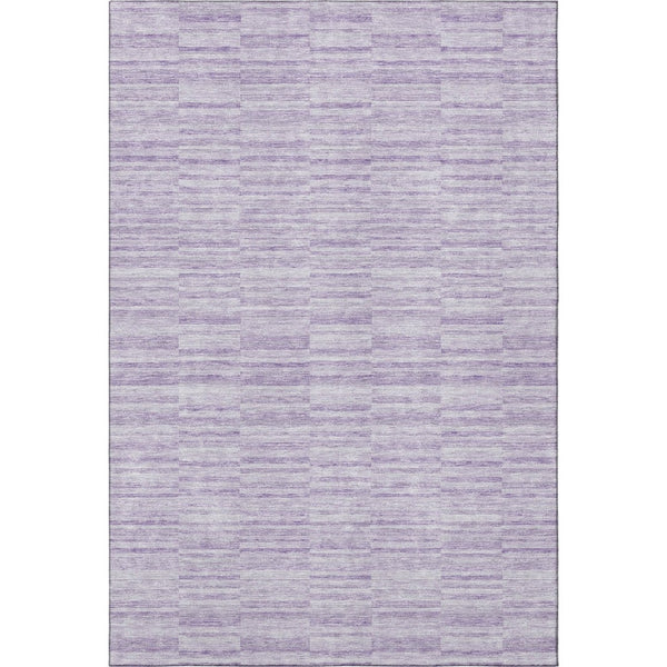 HomeRoots 8' X 10' Plum and Ivory Striped Washable Area Rug - Durable, UV-Protected, Easy-Care Design for Homes 666330