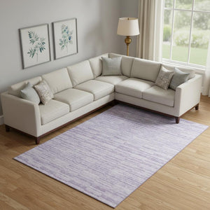 HomeRoots 9' X 12' Striped Washable Area Rug in Plum & Ivory - UV Protected, Stain Resistant for Homes & Outdoors 666331