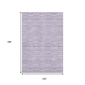 HomeRoots 10' X 14' Striped Area Rug in Plum & Ivory - Washable, UV Protected, Durable & Stain Resistant! 666332