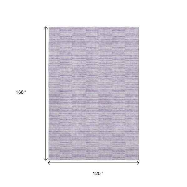 HomeRoots 10' X 14' Striped Area Rug in Plum & Ivory - Washable, UV Protected, Durable & Stain Resistant! 666332