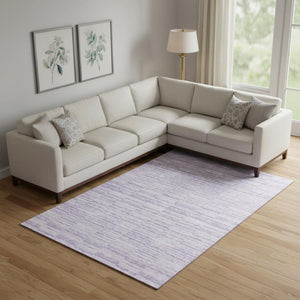 HomeRoots 10' X 14' Striped Area Rug in Plum & Ivory - Washable, UV Protected, Durable & Stain Resistant! 666332