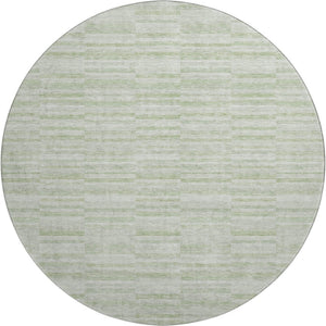 HomeRoots 8' Sage and Ivory Striped Round Rug - Washable, UV Protected, and Stain Resistant for Family Homes 666335