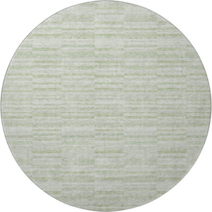 HomeRoots 8' Sage and Ivory Striped Round Rug - Washable, UV Protected, and Stain Resistant for Family Homes 666335