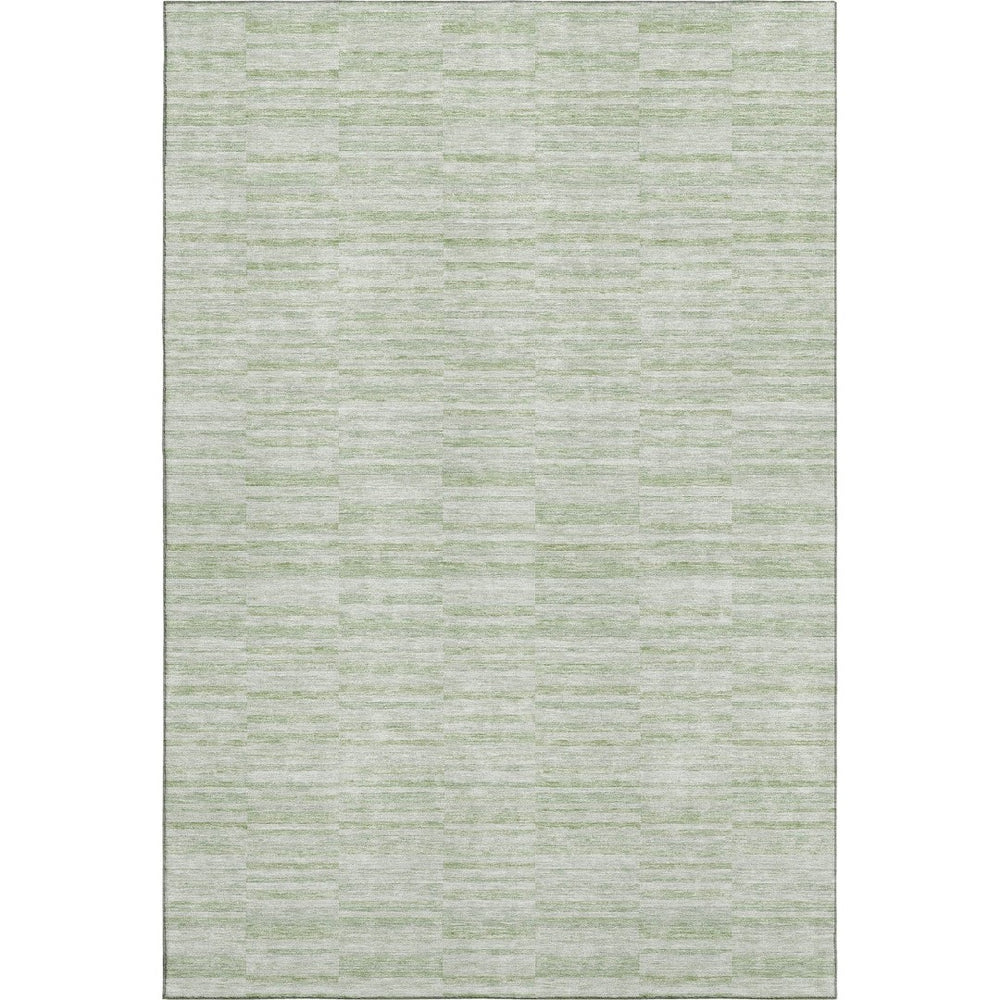 HomeRoots 8' X 10' Sage Striped Washable Area Rug - UV Protected, Stain Resistant, Perfect for Family Spaces! 666336