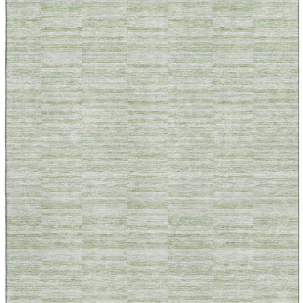 HomeRoots 8' X 10' Sage Striped Washable Area Rug - UV Protected, Stain Resistant, Perfect for Family Spaces! 666336