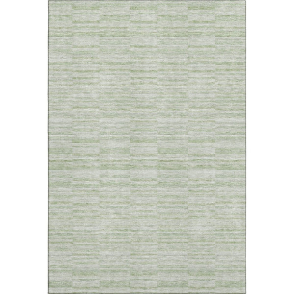 HomeRoots 10' X 14' Sage Ivory Striped Washable Area Rug - Durable, UV Protected for Family & Outdoor Spaces 666338