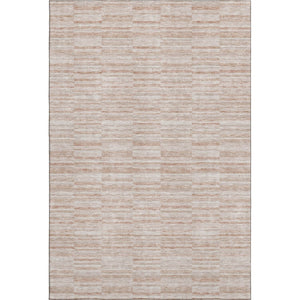 HomeRoots 5' Salmon and Beige Striped Area Rug – Washable, UV-Protected, Durable, Stylish for Any Space 666340