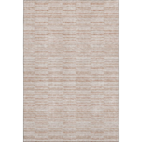 HomeRoots 5' Salmon and Beige Striped Area Rug – Washable, UV-Protected, Durable, Stylish for Any Space 666340