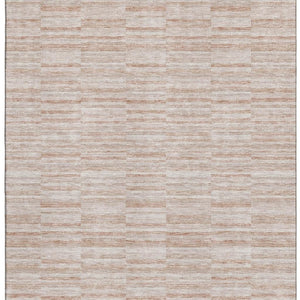 HomeRoots 5' Salmon and Beige Striped Area Rug – Washable, UV-Protected, Durable, Stylish for Any Space 666340