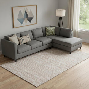 HomeRoots 9' X 12' Salmon and Beige Striped Washable Area Rug - UV Protected, Durable, Stylish for Any Space 666343
