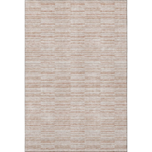 HomeRoots 9' X 12' Salmon and Beige Striped Washable Area Rug - UV Protected, Durable, Stylish for Any Space 666343