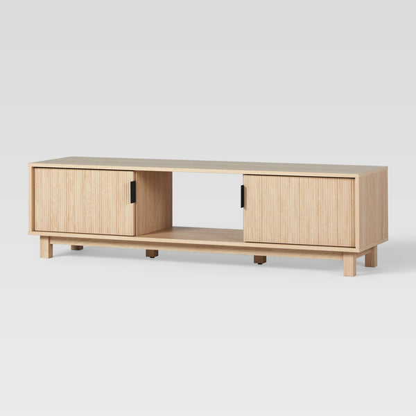 Arundo 58" Mid-Century Modern TV Stand with Reeded Doors - Stylish Coastal Oak Entertainment Center