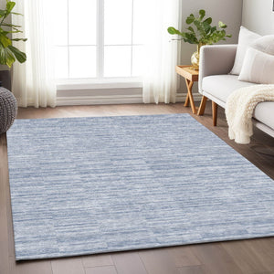 HomeRoots 5' X 8' Sky Blue and Ivory Striped Area Rug - Durable, Washable Design with UV Protection & Charm 666346
