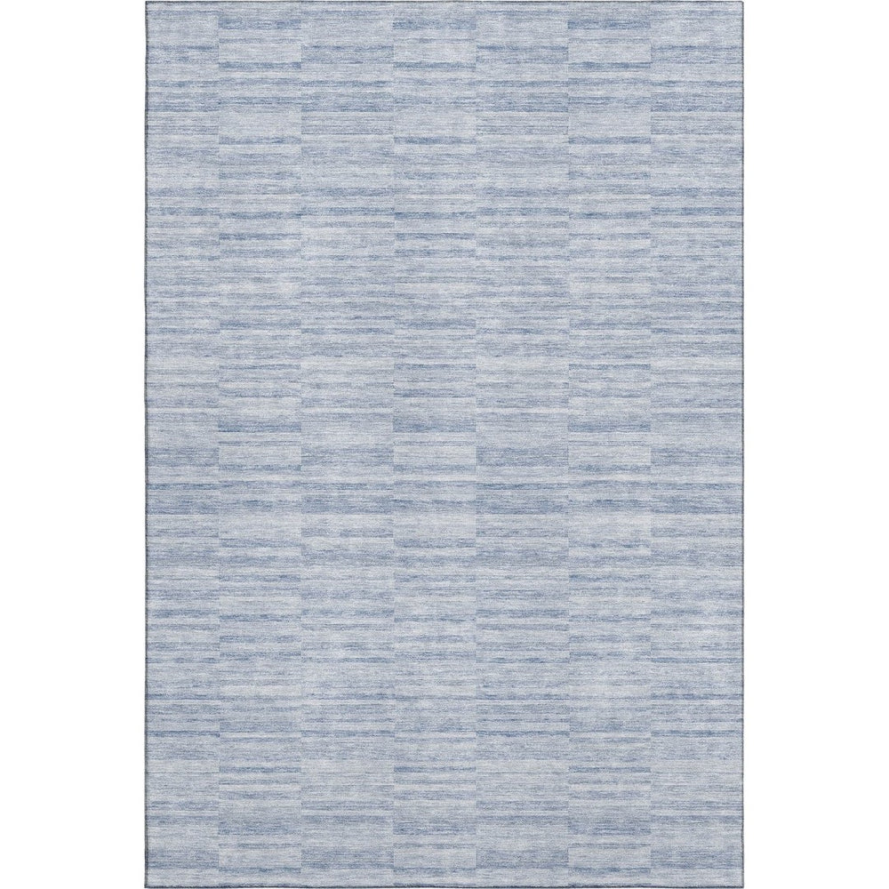 HomeRoots 8' X 10' Sky Blue & Ivory Striped Area Rug – Durable, UV-Protected, Pet-Friendly for Stylish Living Spaces 666348