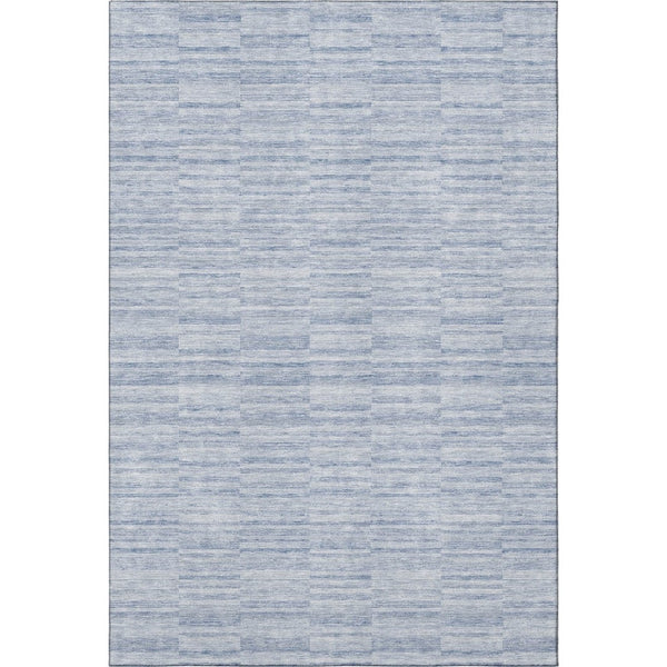 HomeRoots 9' X 12' Sky Blue Striped Area Rug - Washable, UV Protected, Stain Resistant for Homes with Kids & Pets 666349