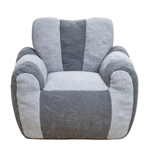 English Elm Bean Bag Chair Teddy Plush Heart Backrest Foam Filled Accent Seat for Adults Gray W2510P465456