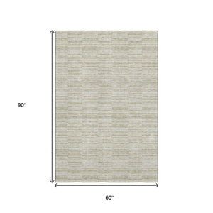 HomeRoots 5' X 8' Taupe and Beige Striped Area Rug - Washable, Stain-Resistant, UV Protected for Any Room! 666352