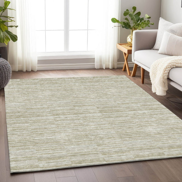HomeRoots 5' X 8' Taupe and Beige Striped Area Rug - Washable, Stain-Resistant, UV Protected for Any Room! 666352