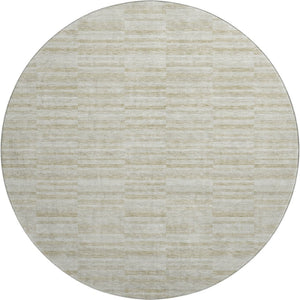 HomeRoots 8' Taupe and Beige Striped Round Rug - Durable, Washable Design with UV Protection for Any Space 666353