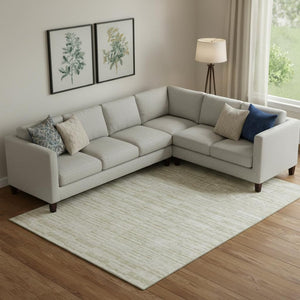 HomeRoots 8' X 10' Stylish Taupe & Beige Striped Washable Area Rug with UV Protection for Everyday Use 666354