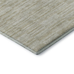 HomeRoots 8' X 10' Stylish Taupe & Beige Striped Washable Area Rug with UV Protection for Everyday Use 666354