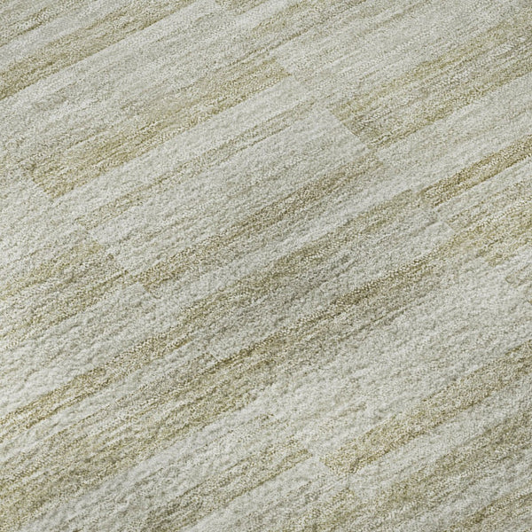 HomeRoots 8' X 10' Stylish Taupe & Beige Striped Washable Area Rug with UV Protection for Everyday Use 666354