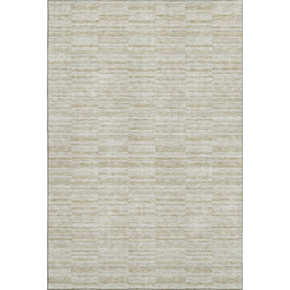 HomeRoots 9' X 12' Taupe and Beige Striped Area Rug – Washable, UV Protected, Perfect for Busy Homes! 666355