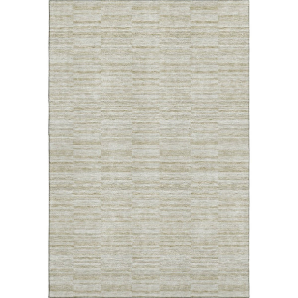 HomeRoots 9' X 12' Taupe and Beige Striped Area Rug – Washable, UV Protected, Perfect for Busy Homes! 666355