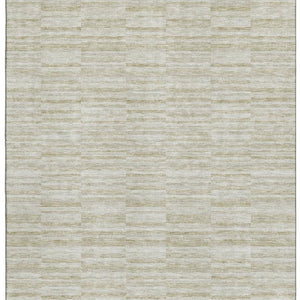 HomeRoots 9' X 12' Taupe and Beige Striped Area Rug – Washable, UV Protected, Perfect for Busy Homes! 666355