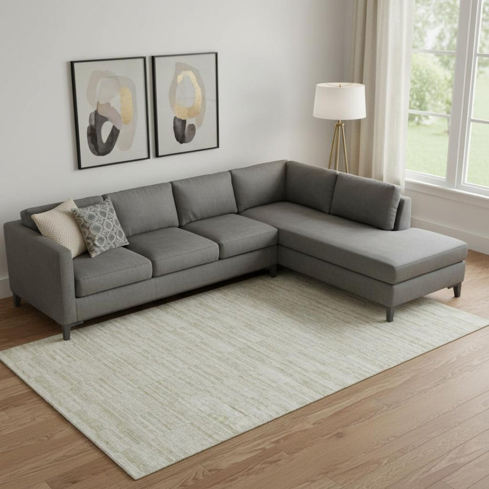 HomeRoots 10' Taupe and Beige Striped Washable Area Rug - Durable, UV-Protected, Stain-Resistant Design for Families 666356