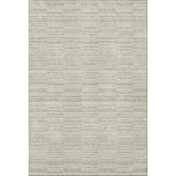 HomeRoots 10' Taupe and Beige Striped Washable Area Rug - Durable, UV-Protected, Stain-Resistant Design for Families 666356