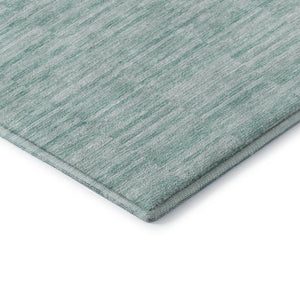 HomeRoots 8' Striped Turquoise Gray Ivory Washable Round Rug - UV Protected, Durable, Pet-Friendly Design 666359