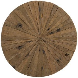 English Elm Handcrafted Rustic Wood Round End Table with Reclaimed Pie‑Slice Top and Black Hairpin Legs, 22" B2741P285769