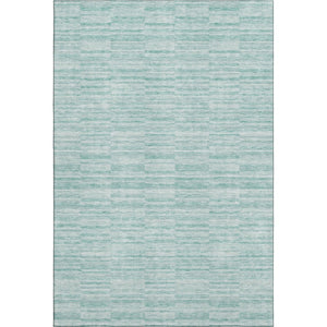 HomeRoots 10' Stylish Turquoise Gray Ivory Striped Washable Area Rug - UV Protected for Indoor & Outdoor Use 666362