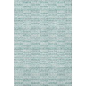HomeRoots 10' Stylish Turquoise Gray Ivory Striped Washable Area Rug - UV Protected for Indoor & Outdoor Use 666362