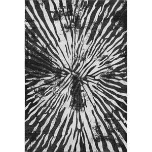HomeRoots 5' X 8' Stylish Black and Ivory Zebra Print Washable Rug with UV Protection for Easy Care & Durability 666370