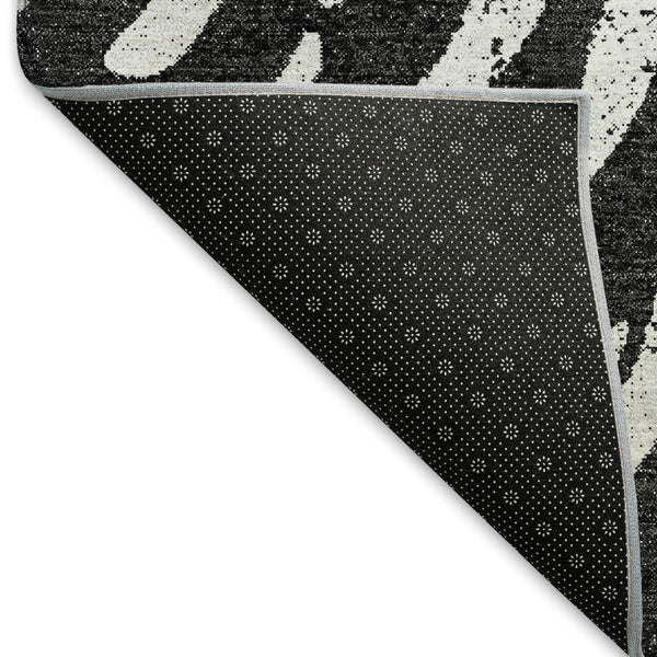 HomeRoots 5' X 8' Stylish Black and Ivory Zebra Print Washable Rug with UV Protection for Easy Care & Durability 666370