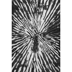 HomeRoots 5' X 8' Stylish Black and Ivory Zebra Print Washable Rug with UV Protection for Easy Care & Durability 666370