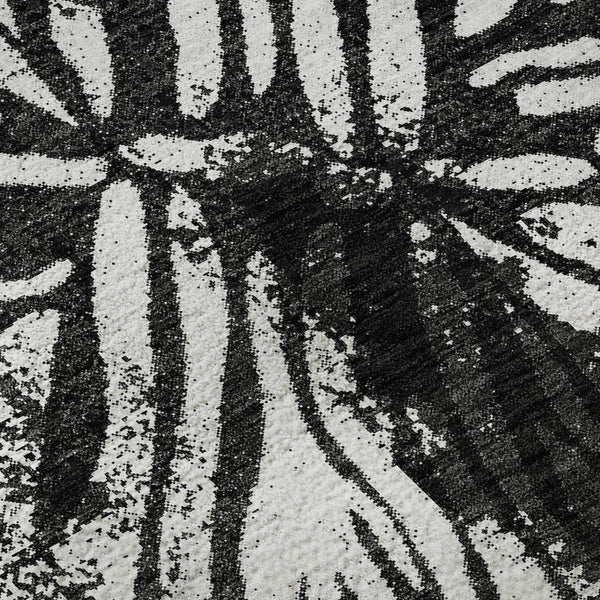 HomeRoots 8' X 10' Washable Black and Ivory Zebra Print Area Rug - UV Protected, Durable & Stylish Design 666372