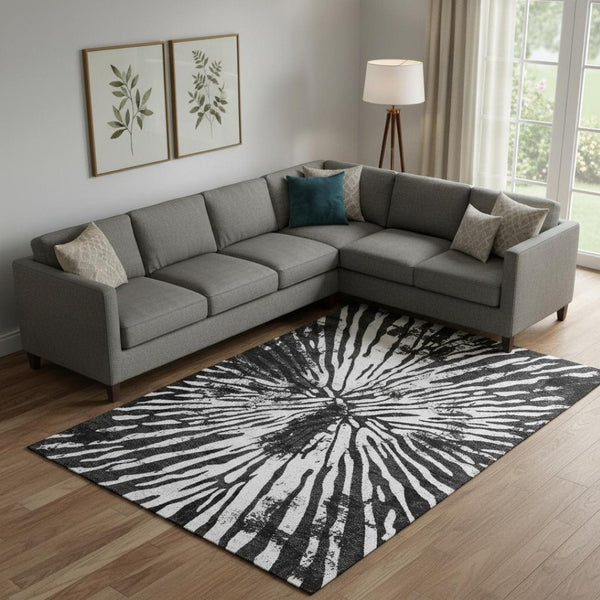 HomeRoots 10' X 14' Stylish Zebra Print Washable Area Rug with UV Protection – Durable, Easy-Care Design! 666374