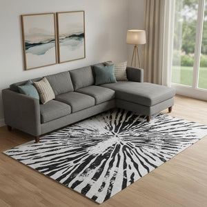 HomeRoots 8' X 10' Zebra Print Area Rug - Washable, UV Protected, Stain Resistant, Perfect for Modern Spaces! 666390