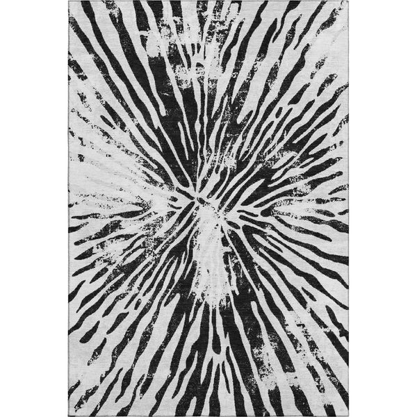 HomeRoots 9' X 12' Stylish Ivory & Black Zebra Print Washable Area Rug - Durable, UV-Protected, Easy Clean! 666391