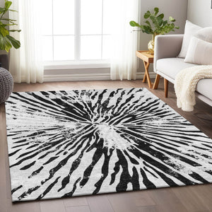 HomeRoots 10' X 14' Ivory and Black Zebra Print Area Rug - Stylish, Durable, Stain-Resistant, UV Protected Design 666392